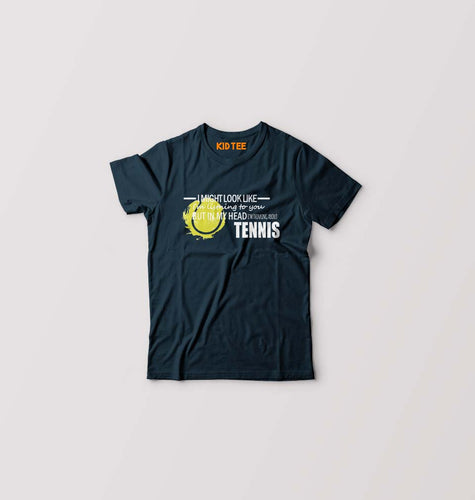 Tennis Kids T-Shirt for Boy/Girl-Petrol Blue-Ektarfa.online