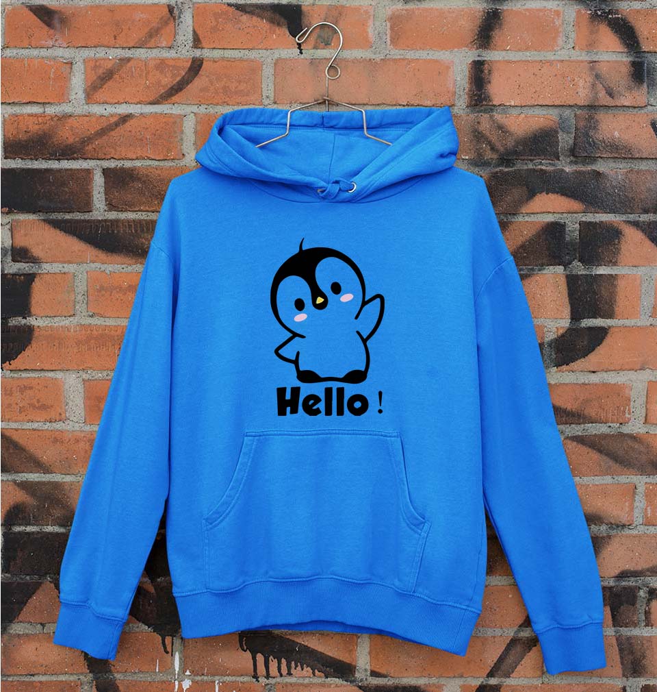 Penguin Hello Unisex Hoodie for Men/Women-Royal Blue-Ektarfa.online