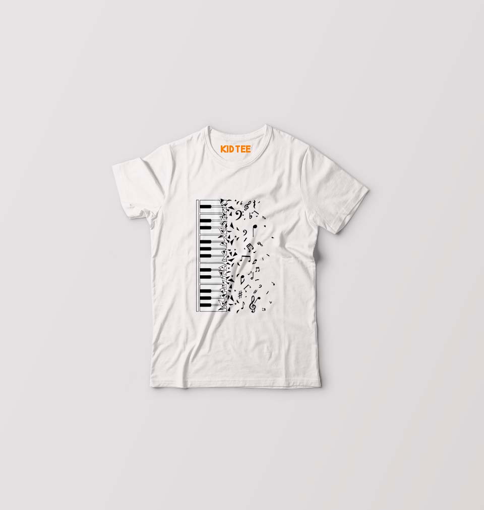 Piano Kids T-Shirt for Boy/Girl-White-Ektarfa.online