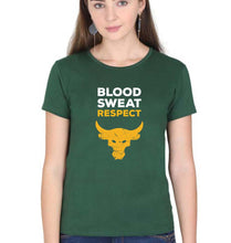 Load image into Gallery viewer, Blood Sweat Respect Gym T-Shirt for Women-Dark Green-Ektarfa.online
