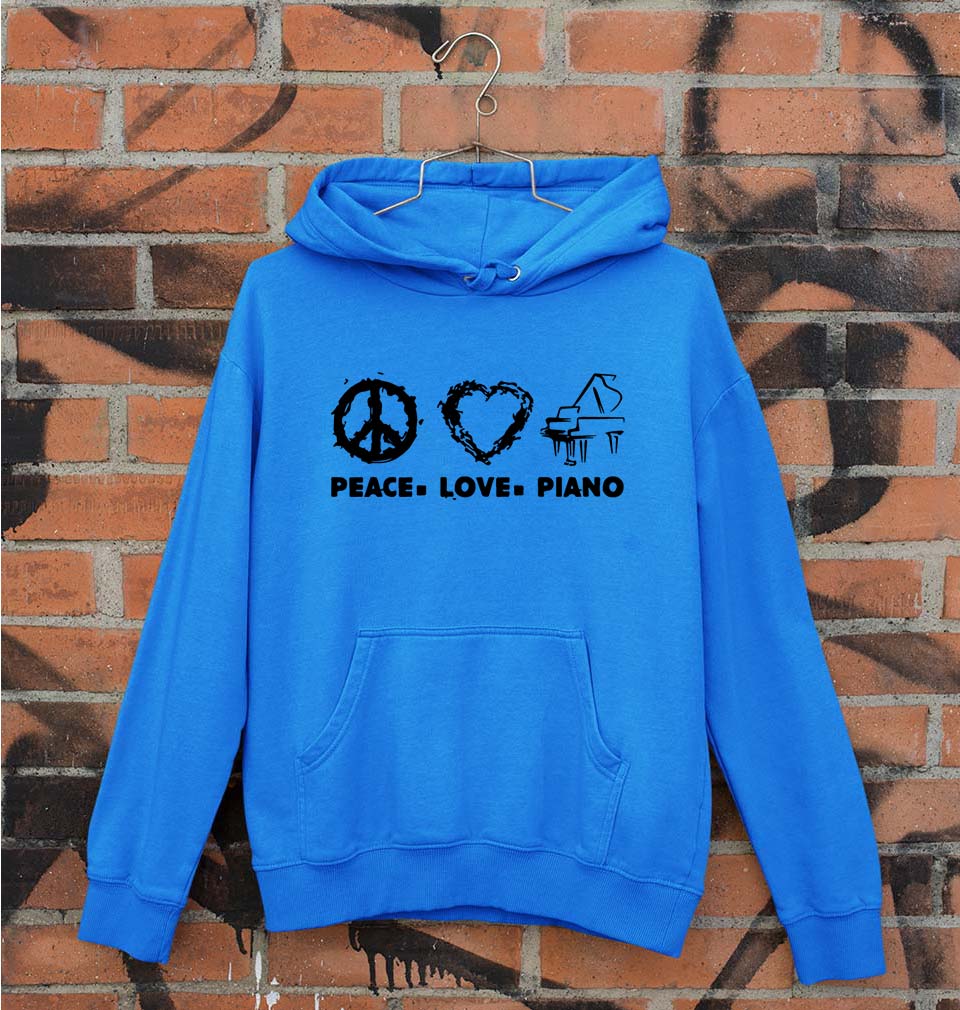 Peace Love Piano Unisex Hoodie for Men/Women-Royal Blue-Ektarfa.online