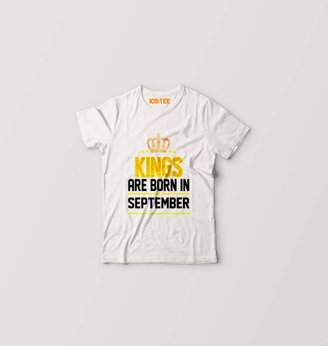 Kings Are Born In September Kids T-Shirt for Boy/Girl-White-Ektarfa.online