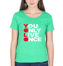 Load image into Gallery viewer, You Live Only Once(YOLO) T-Shirt for Women-flag green-Ektarfa.online
