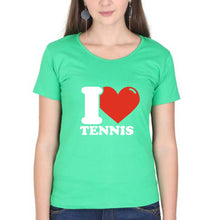 Load image into Gallery viewer, I Love Tennis T-Shirt for Women-flag green-Ektarfa.online
