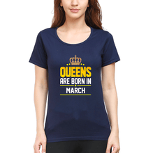 Load image into Gallery viewer, Queens Are Born In March T-Shirt for Women-Navy Blue-Ektarfa.online
