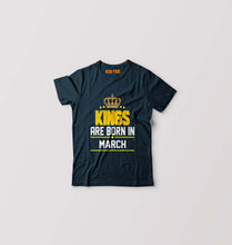 Load image into Gallery viewer, Kings Are Born In March Kids T-Shirt for Boy/Girl-Petrol Blue-Ektarfa.online
