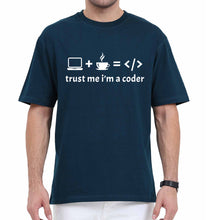 Load image into Gallery viewer, COder Oversized T-Shirt for Men-Petrol Blue-Ektarfa.online
