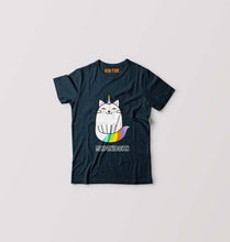 Load image into Gallery viewer, MEOWNICORN Kids T-Shirt for Boy/Girl-Petrol Blue-Ektarfa.online
