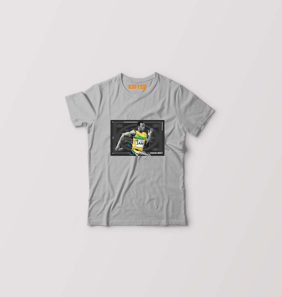 Usain Bolt Kids T-Shirt for Boy/Girl-Grey-Ektarfa.online
