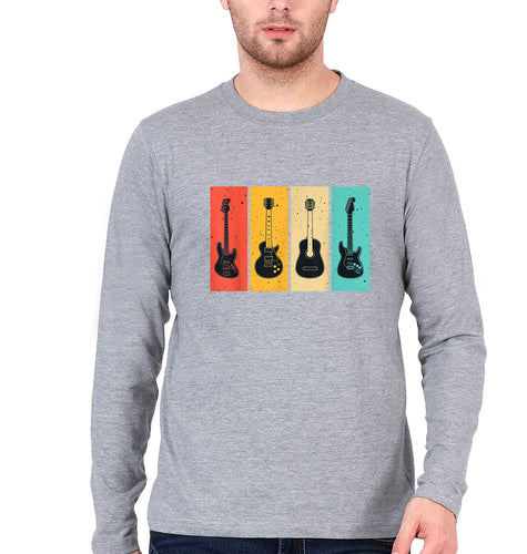 Guitar Full Sleeves T-Shirt for Men-Grey Melange-Ektarfa.online