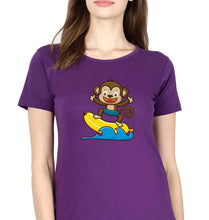 Load image into Gallery viewer, Monkey Banana T-Shirt for Women-Purple-Ektarfa.online

