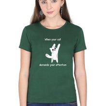 Load image into Gallery viewer, Cat T-Shirt for Women-Dark Green-Ektarfa.online
