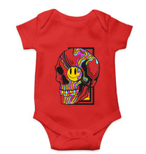 Load image into Gallery viewer, Trippy Psychedelic Skull Emoji Kids Romper For Baby Boy/Girl-Red-Ektarfa.online
