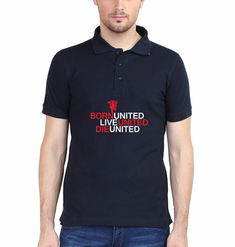 Born United Live United Die United Polo T-Shirt for Men-S(38 Inches)-Navy Blue-Ektarfa.co.in
