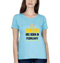 Load image into Gallery viewer, Queens Are Born In February T-Shirt for Women-Light Blue-Ektarfa.online
