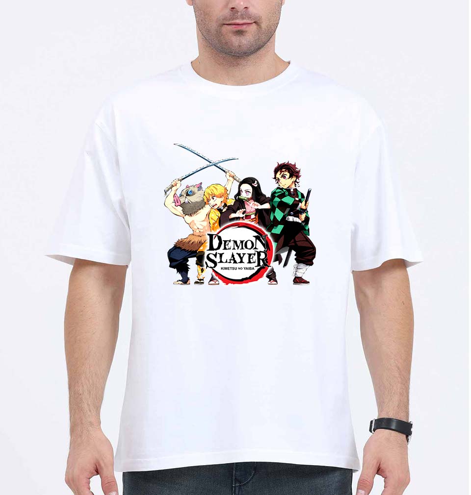 Demon Slayer Oversized T-Shirt for Men-White-Ektarfa.online