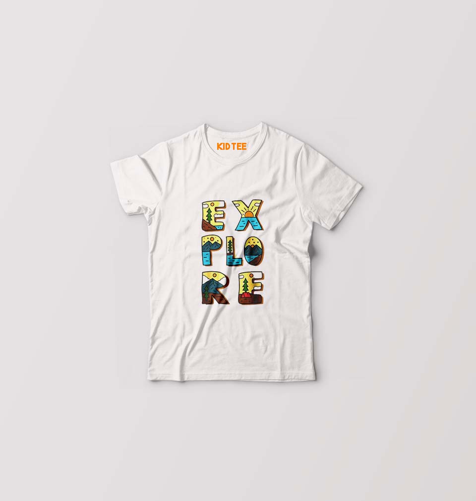 Explore Travel Adventure Kids T-Shirt for Boy/Girl-White-Ektarfa.online