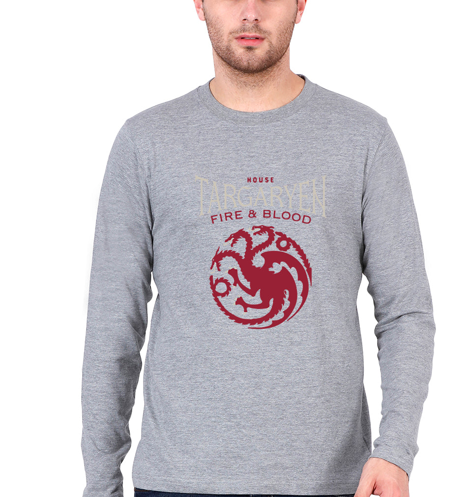 House Targaryen (GOT) Full Sleeves T-Shirt for Men-Grey Melange-Ektarfa.online