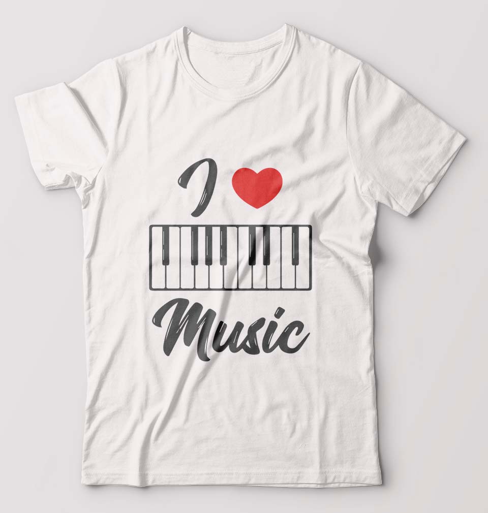 Love Music Piano T-Shirt for Men-White-Ektarfa.online