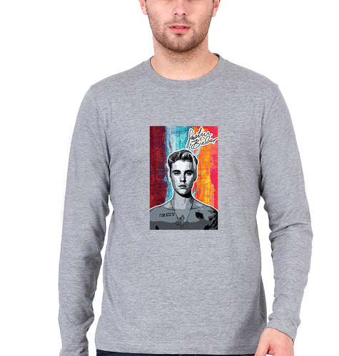 Justin Bieber Full Sleeves T-Shirt for Men-Grey Melange-Ektarfa.online
