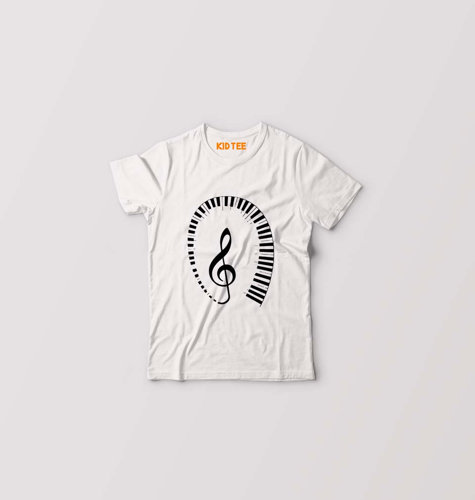 Piano Kids T-Shirt for Boy/Girl-White-Ektarfa.online