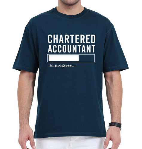 Chartered Accountants(CA) In Progress Oversized T-Shirt for Men-Petrol Blue-Ektarfa.online