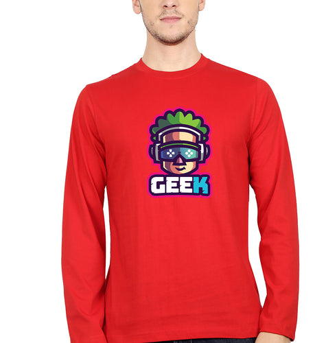 Geek Full Sleeves T-Shirt for Men-red-Ektarfa.online