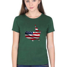 Load image into Gallery viewer, USA America T-Shirt for Women-Dark Green-Ektarfa.online
