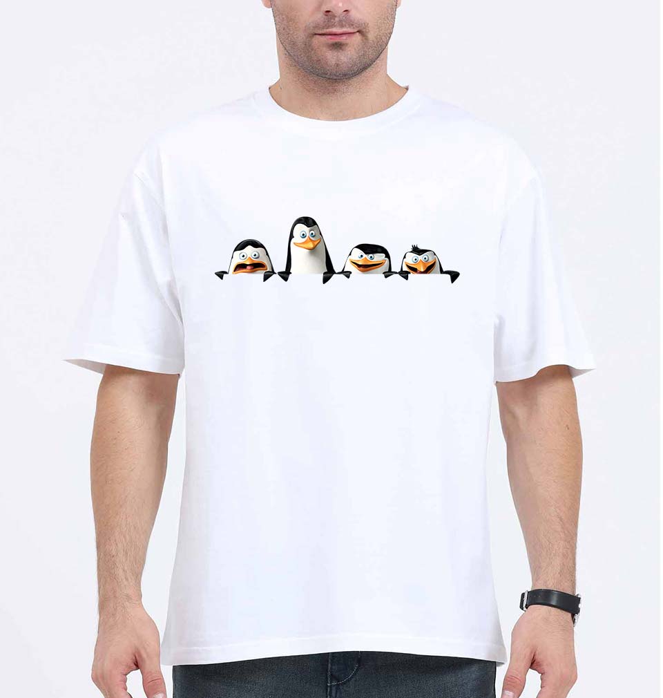 Penguins of Madagascar Oversized T-Shirt for Men-White-Ektarfa.online