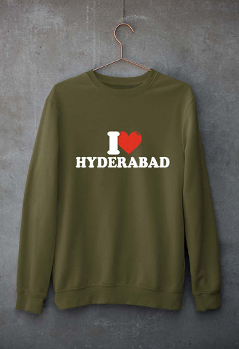 I Love Hyderabad Unisex Sweatshirt for Men/Women-Olive Green-Ektarfa.online