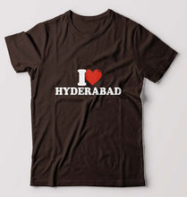 Load image into Gallery viewer, I Love Hyderabad T-Shirt for Men-S(38 Inches)-Coffee Brown-Ektarfa.online
