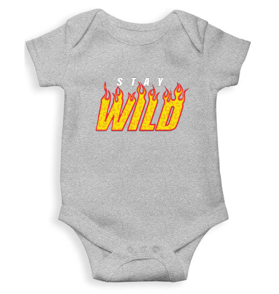 Stay Wild Kids Romper Kids Romper For Baby Boy/Girl-0-5 Months(18 Inches)-Grey-Ektarfa.online