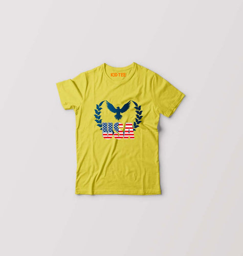 USA America Kids T-Shirt for Boy/Girl-Mustard Yellow-Ektarfa.online