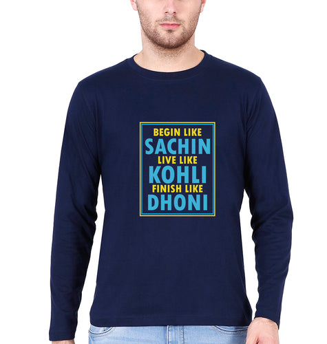 CRICKET Sachin Kohli Dhoni Full Sleeves T-Shirt for Men-Navy Blue-Ektarfa.online