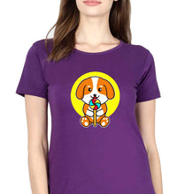 Load image into Gallery viewer, Puppy T-Shirt for Women-Purple-Ektarfa.online
