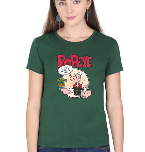 Popeye T-Shirt for Women-Dark Green-Ektarfa.online