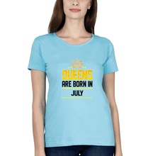 Load image into Gallery viewer, Queens Are Born In July T-Shirt for Women-Light Blue-Ektarfa.online
