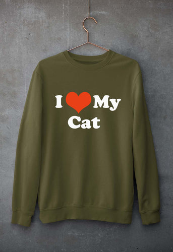 I Love My Cat Unisex Sweatshirt for Men/Women-Olive Green-Ektarfa.online