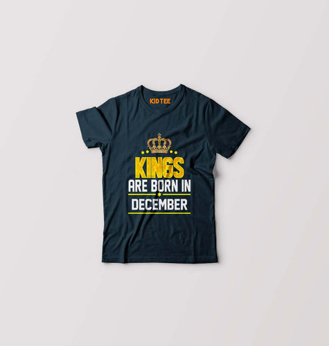 Kings Are Born In December Kids T-Shirt for Boy/Girl-Petrol Blue-Ektarfa.online