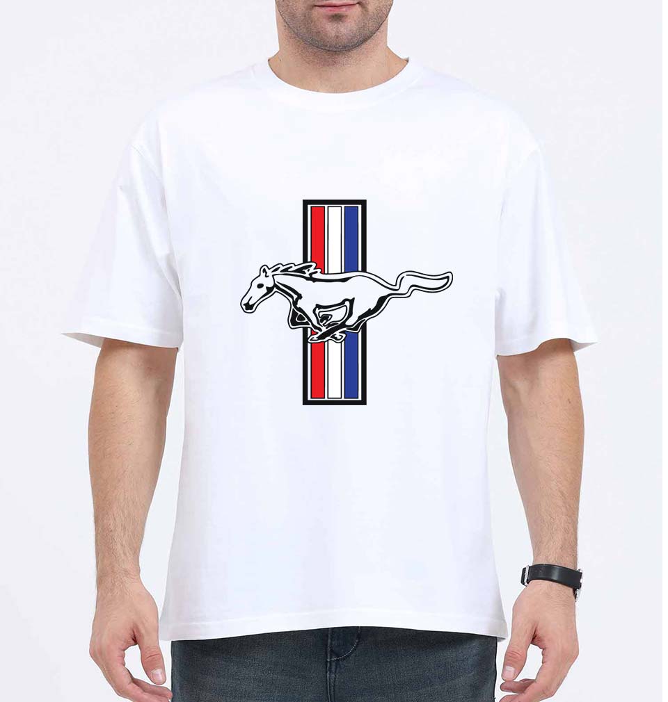 Ford Mustang Oversized T-Shirt for Men-White-Ektarfa.online