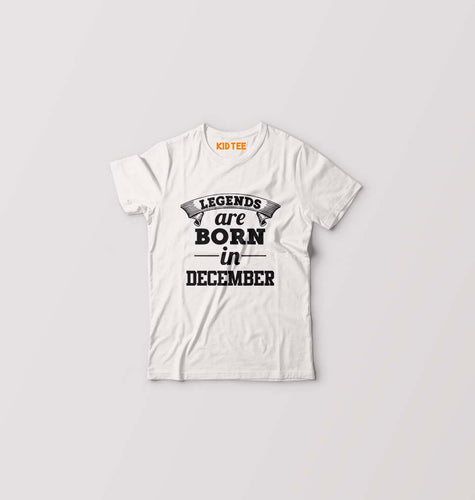 Legends are Born in December Kids T-Shirt for Boy/Girl-White-Ektarfa.online