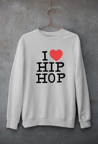 I Love Hip Hop Unisex Sweatshirt for Men/Women-S(40 Inches)-Grey Melange-Ektarfa.online