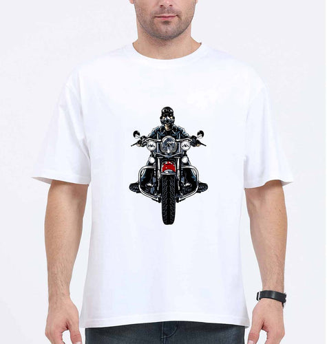 Biker Oversized T-Shirt for Men-White-Ektarfa.online