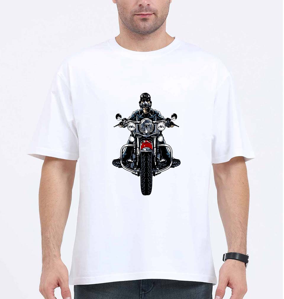 Biker Oversized T-Shirt for Men-White-Ektarfa.online