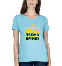 Load image into Gallery viewer, Queens Are Born In September T-Shirt for Women-Light Blue-Ektarfa.online
