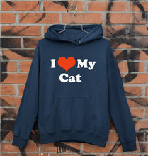 Load image into Gallery viewer, I Love My Cat Unisex Hoodie for Men/Women-Navy Blue-Ektarfa.online

