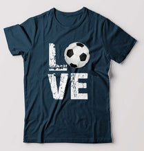 Load image into Gallery viewer, Love Football T-Shirt for Men-S(38 Inches)-Petrol Blue-Ektarfa.online

