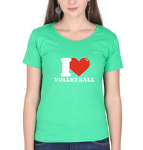 Load image into Gallery viewer, I Love Volleyball T-Shirt for Women-flag green-Ektarfa.online
