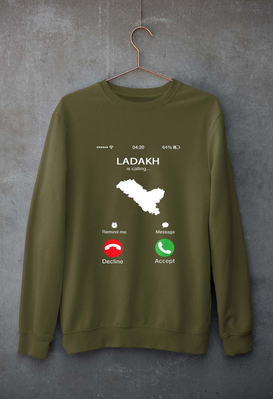 Ladakh Calling Unisex Sweatshirt for Men/Women-Olive Green-Ektarfa.online