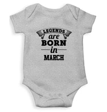 Load image into Gallery viewer, Legends are Born in March Kids Romper For Baby Boy/Girl-0-5 Months(18 Inches)-Grey-Ektarfa.online
